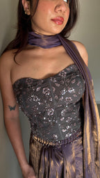 Choco Structured Corset with Pleated Skirt