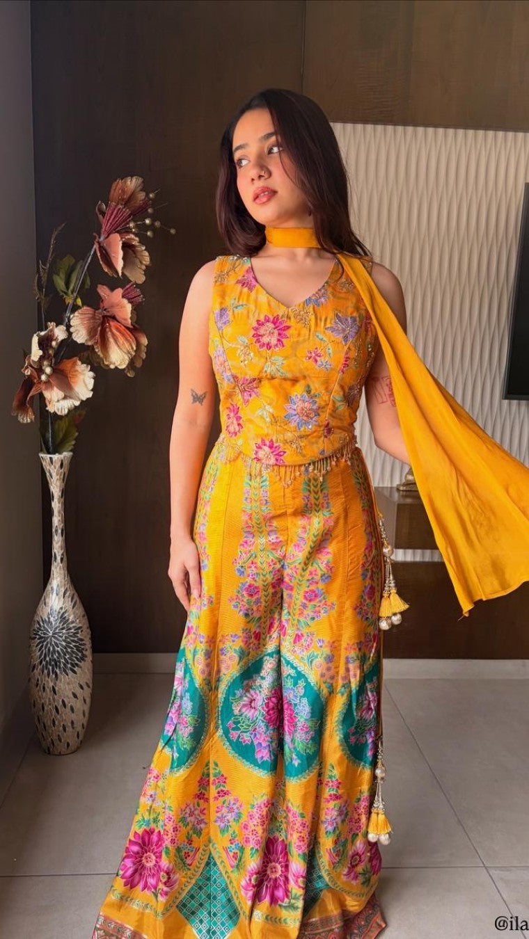Alphonso Floral Choli Palazzo set