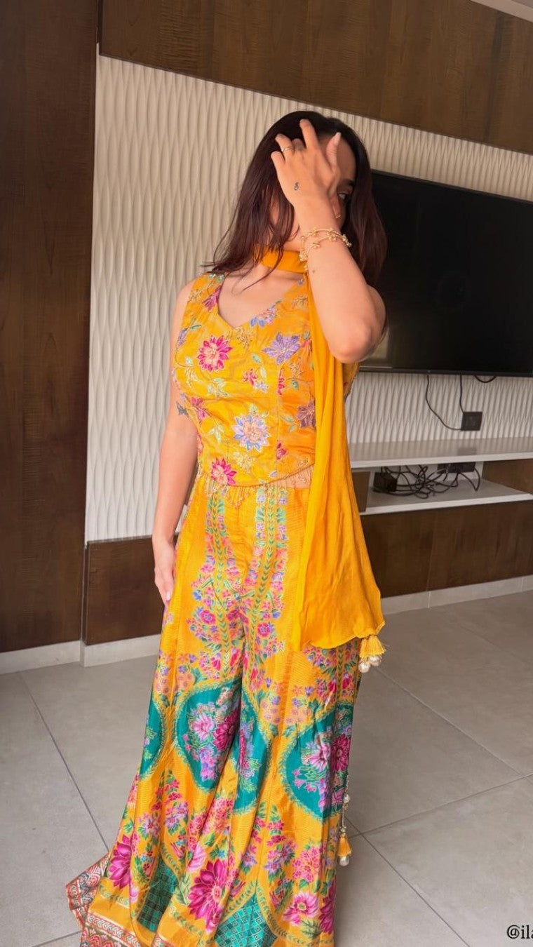 Alphonso Floral Choli Palazzo set