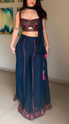 Blueberry Dream embroidered choli palazzo set