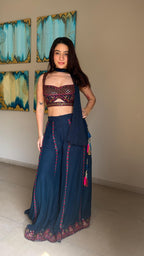 Blueberry Dream embroidered choli palazzo set