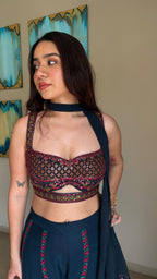 Blueberry Dream embroidered choli palazzo set