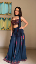 Blueberry Dream embroidered choli palazzo set