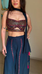 Blueberry Dream embroidered choli palazzo set