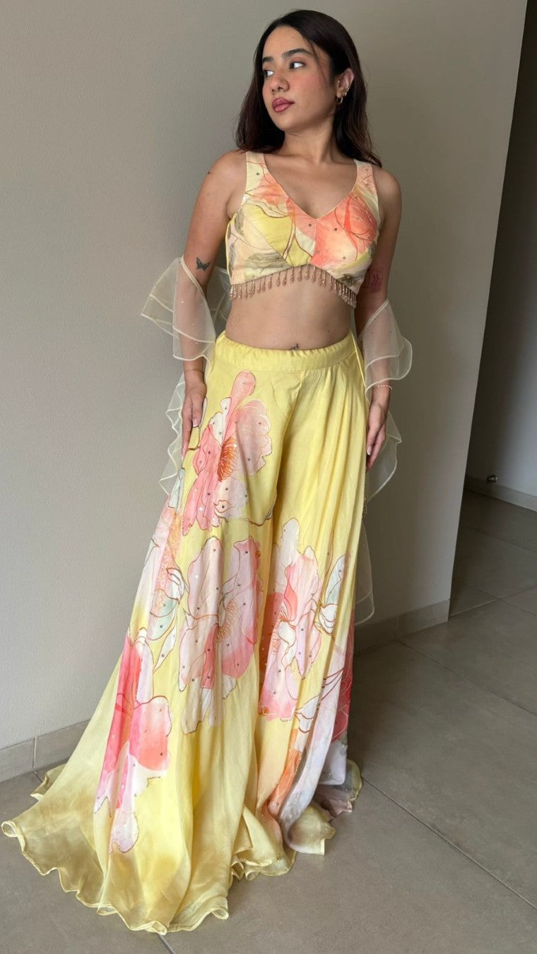 Gulabo - Butter Yellow Choli Palazzo Set
