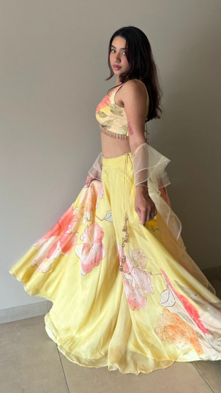 Gulabo - Butter Yellow Choli Palazzo Set