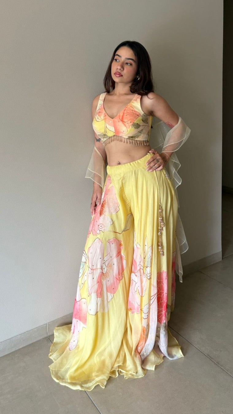 Gulabo - Butter Yellow Choli Palazzo Set