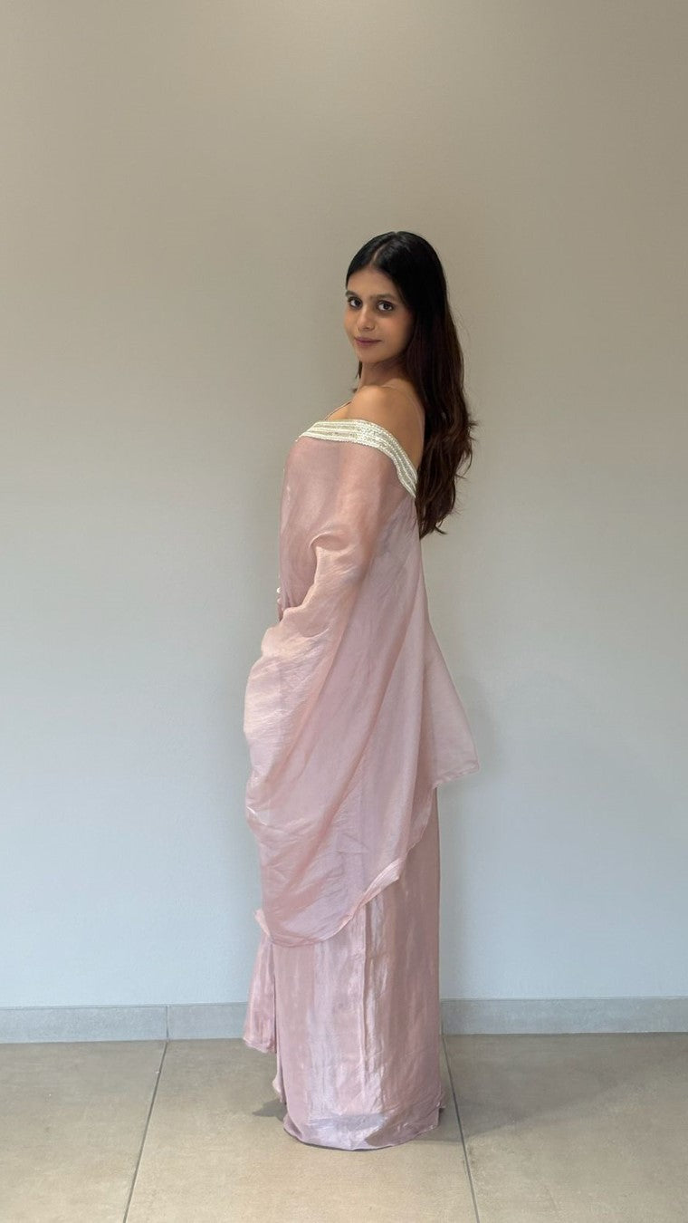 Choco Poncho Cape Pleated Skirt Set