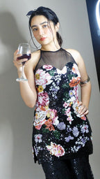 Black Party Wear full Sequence Palazzo Set