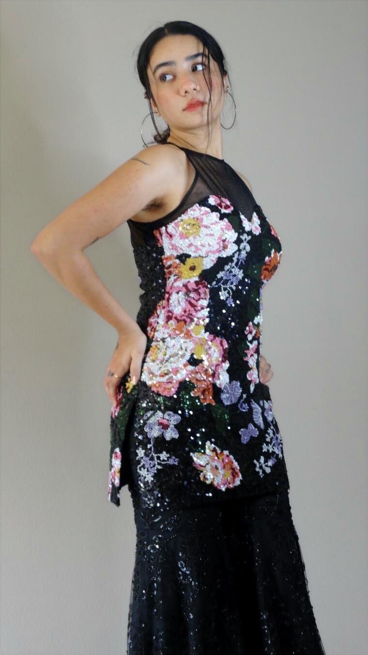 Black Party Wear full Sequence Palazzo Set