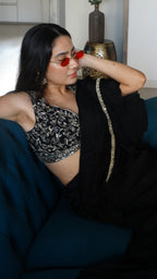 Black Retro Ruffled Pre-Drape Saree