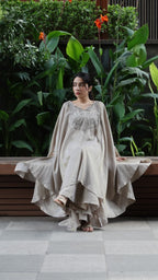 Crape tissue fabric Poncho cover, choli and flared palazzo | Co-ord set