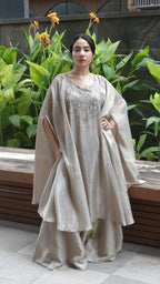 Crape tissue fabric Poncho cover, choli and flared palazzo | Co-ord set