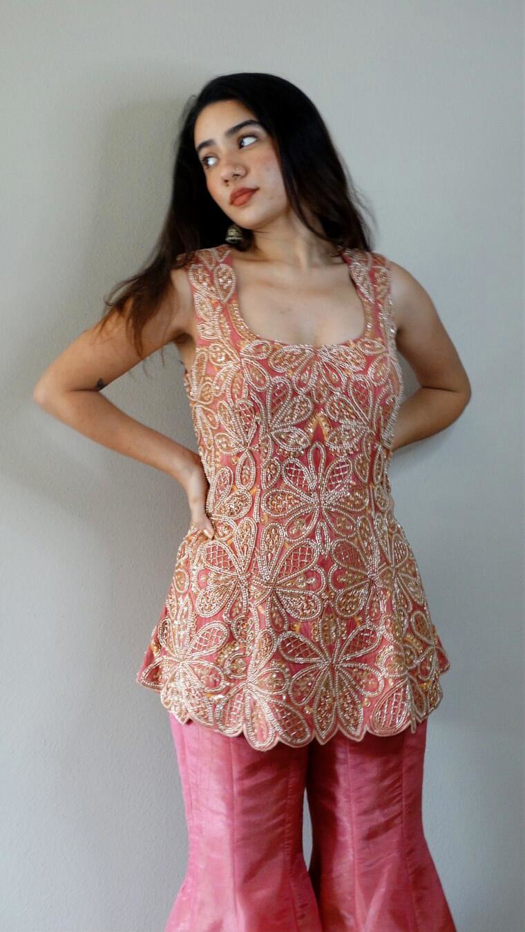 Full Embroidered Kurti Top with Palazzo pants