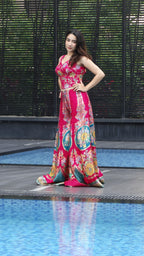 Pink Floral Motif Choli Palazzo set