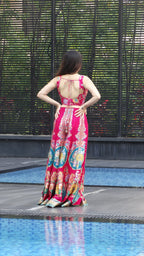 Pink Floral Motif Choli Palazzo set