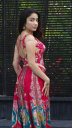 Pink Floral Motif Choli Palazzo set