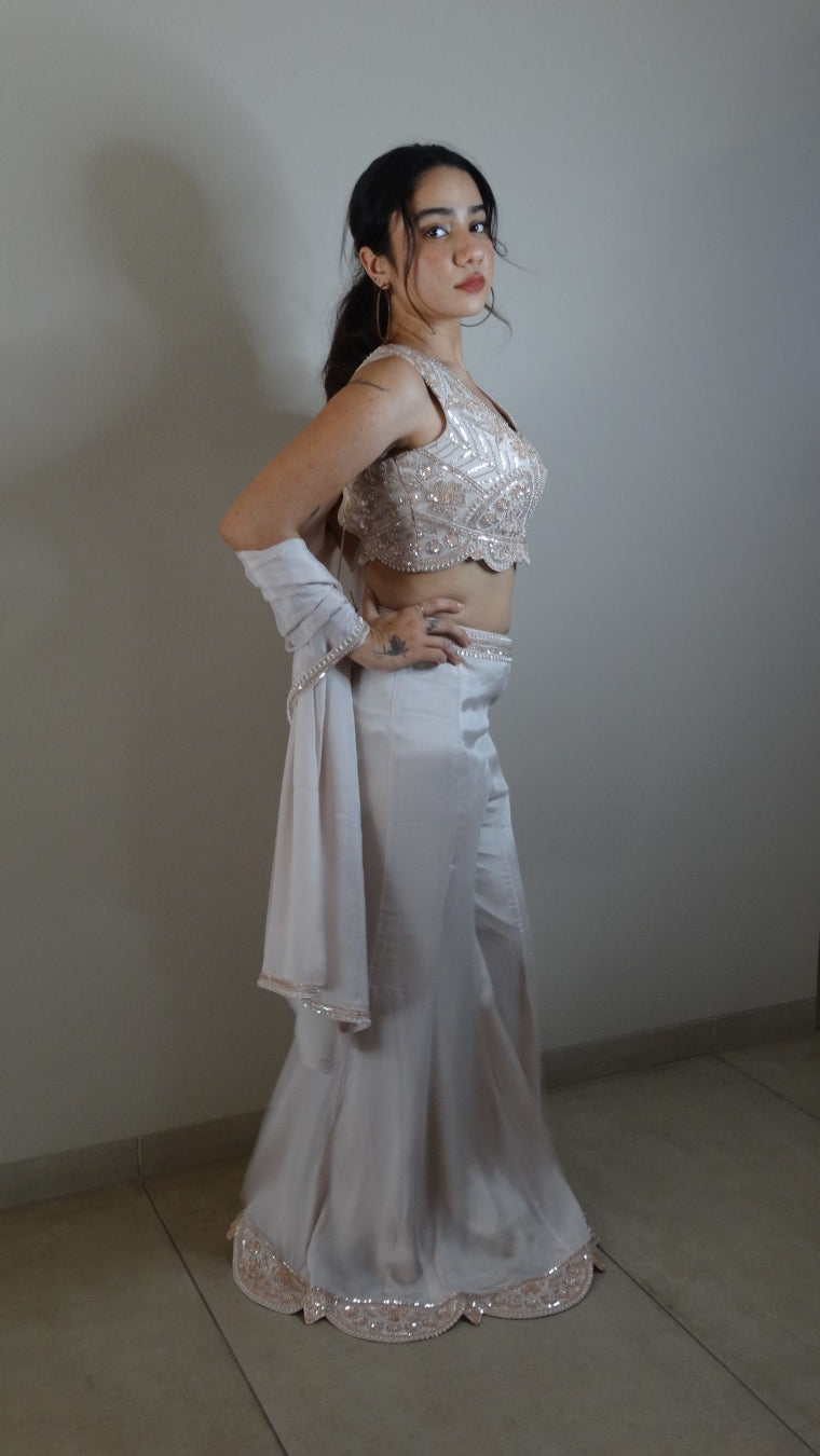 Ivory Ethereal choli Palazzo set
