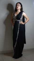 Black Ready-to-wear saree with Sequins choli