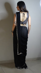 Black Ready-to-wear saree with Sequins choli