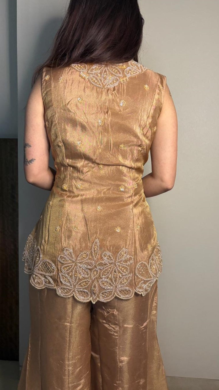 Gold Embellished Kurti Palazzo set
