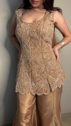 Gold Embellished Kurti Palazzo set