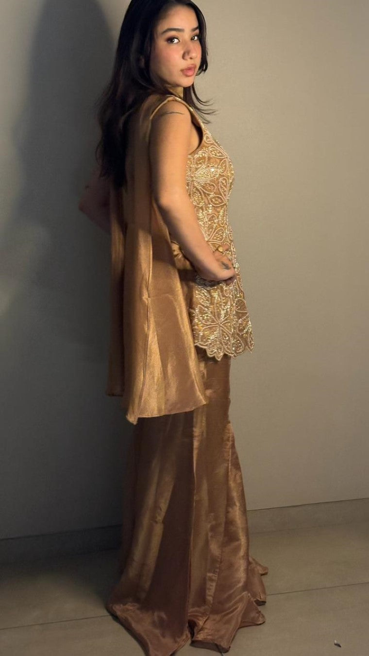 Gold Embellished Kurti Palazzo set