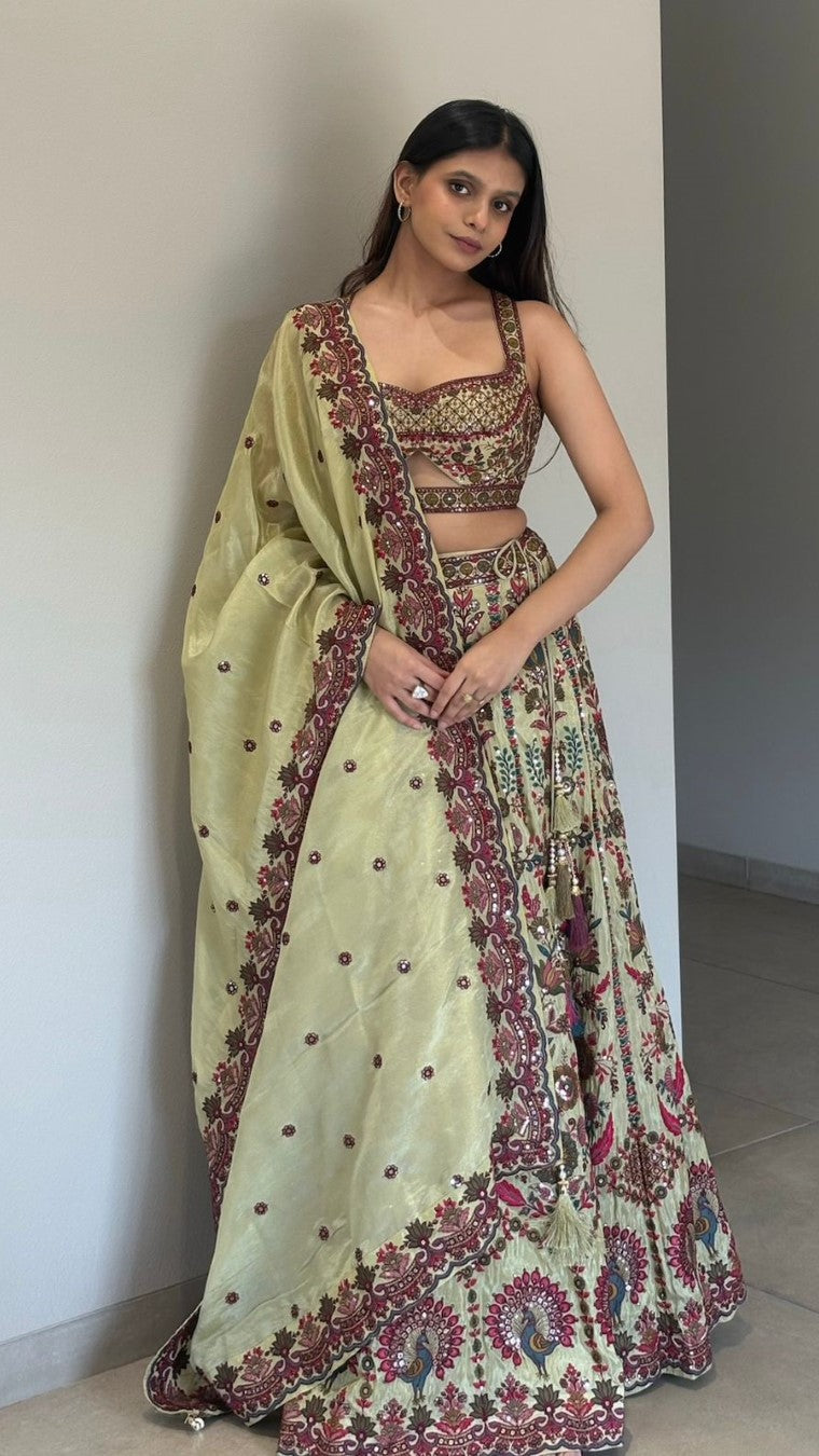Green Peacock Lehenga Choli
