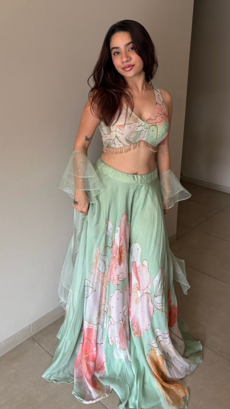 Gulabo - Green Choli Palazzo Set