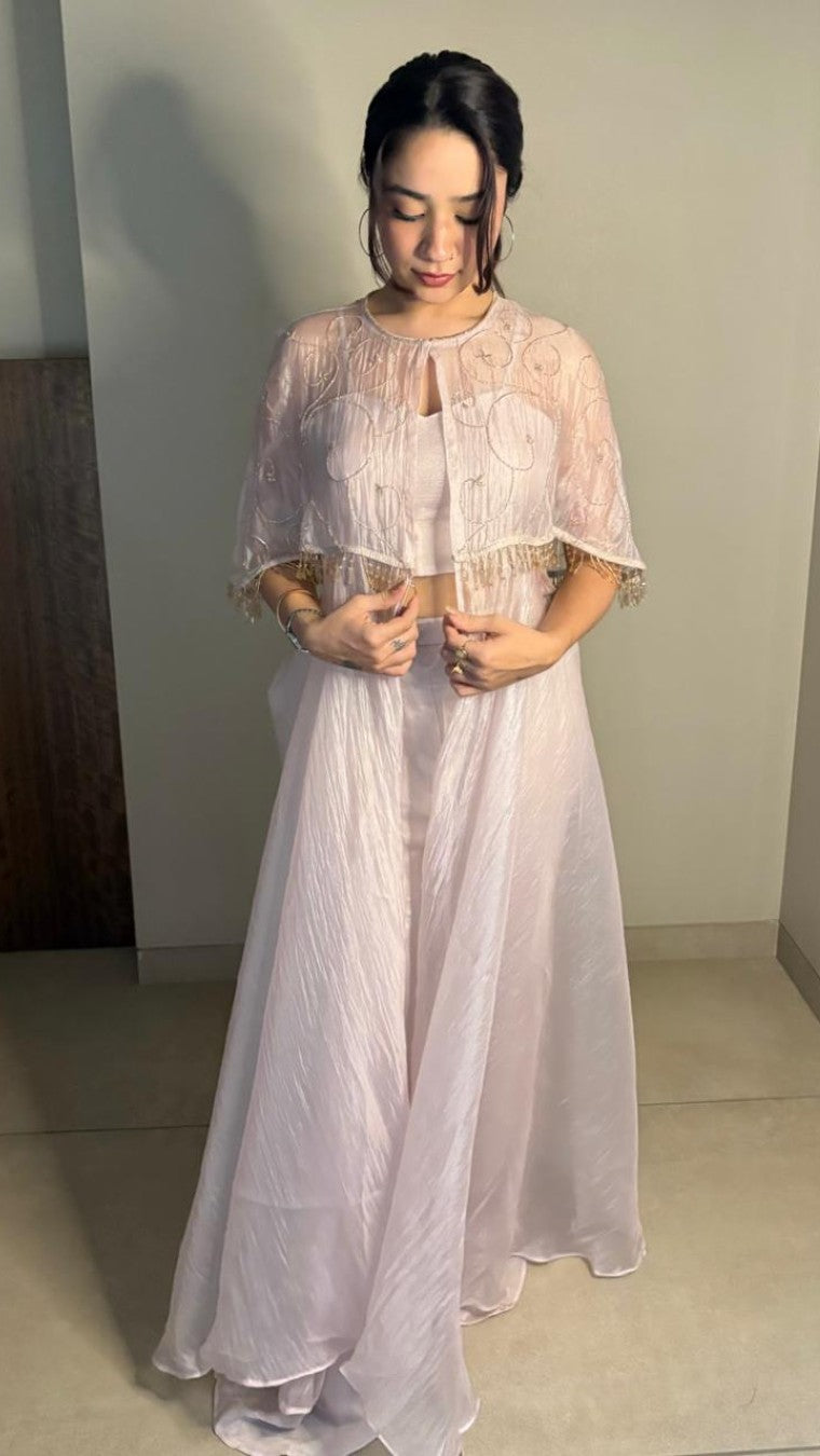 Lavender Short Poncho Cape Set