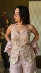 Malai Pink Halter Choli Palazzo Set