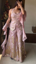 Malai Pink Halter Choli Palazzo Set