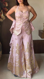 Malai Pink Halter Choli Palazzo Set