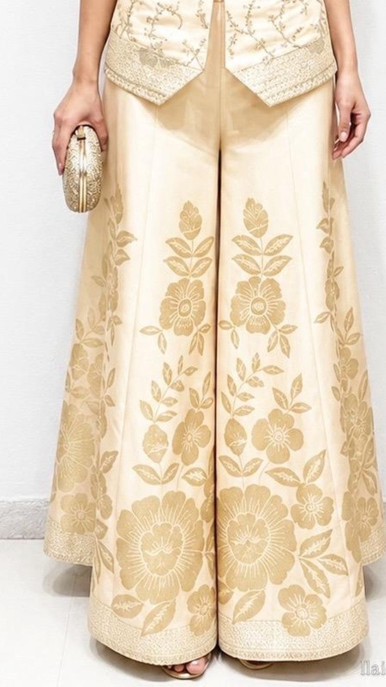Malai Cream Halter Choli Palazzo Set