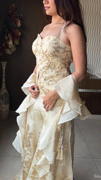 Malai Cream Halter Choli Palazzo Set