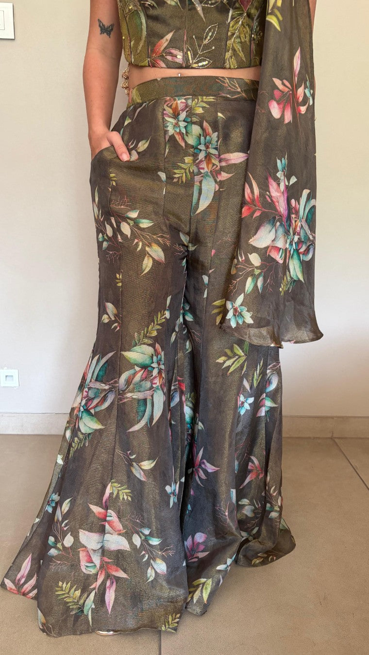 Olive Corset Palazzo Set