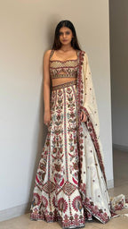 Cream Peacock Lehenga Choli