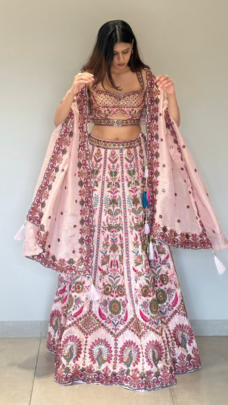 Pink Peacock Lehenga Choli