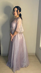 Purple Short Poncho Cape Set