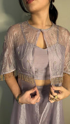 Purple Short Poncho Cape Set