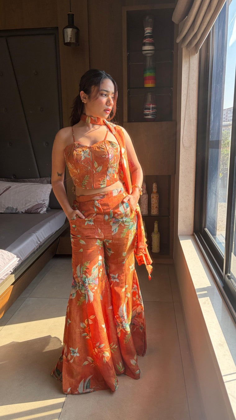 Saffron Spice Corset Palazzo Set