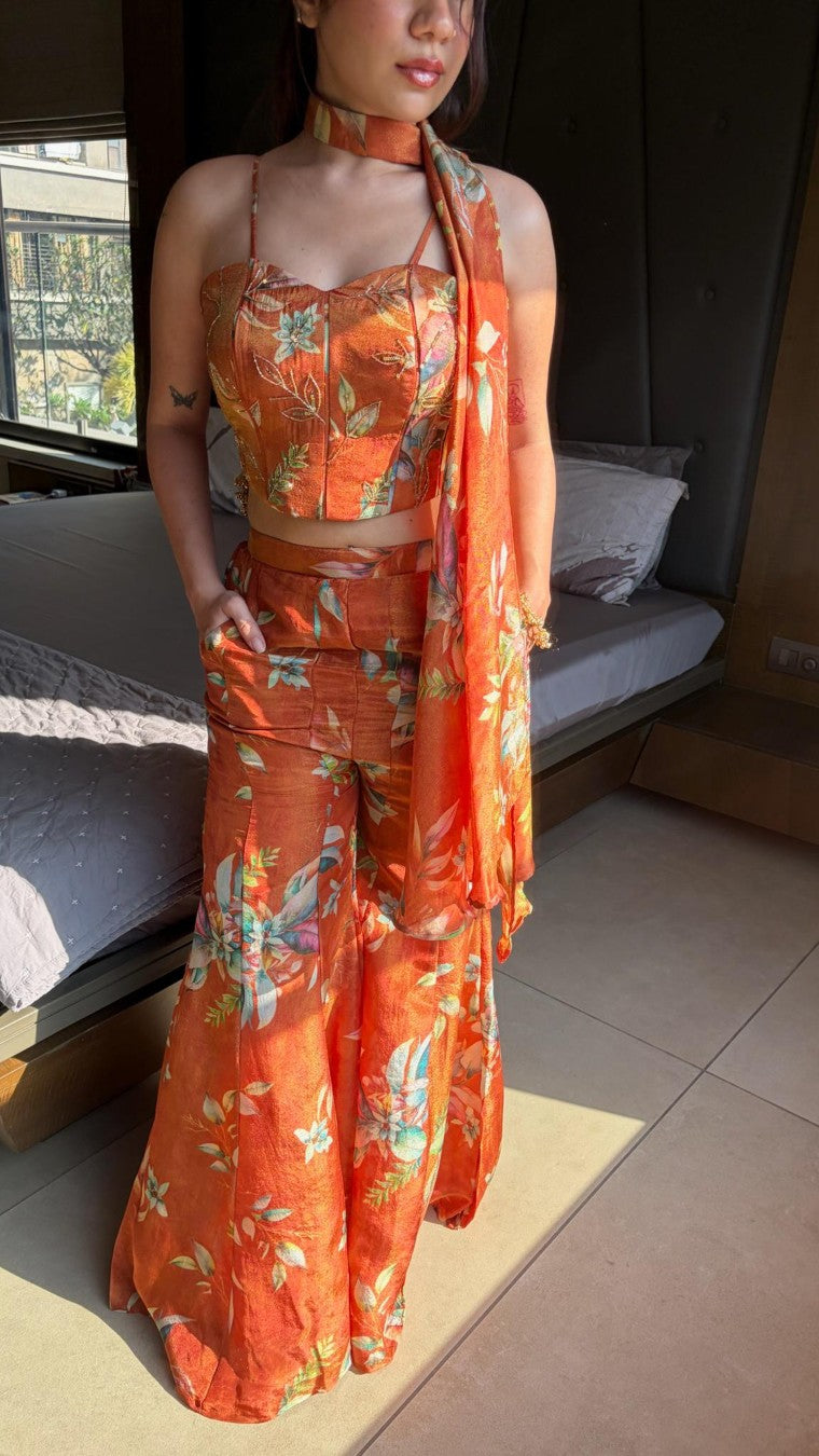 Saffron Spice Corset Palazzo Set