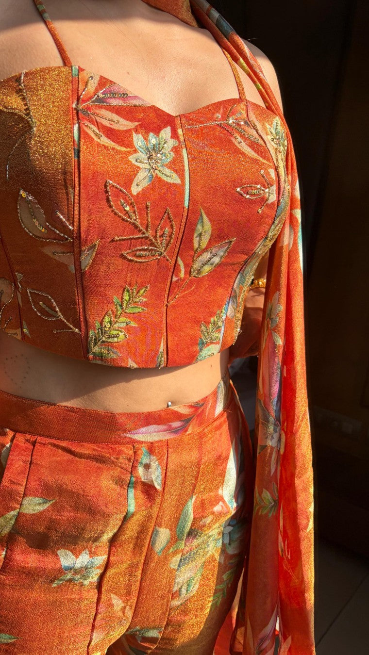 Saffron Spice Corset Palazzo Set