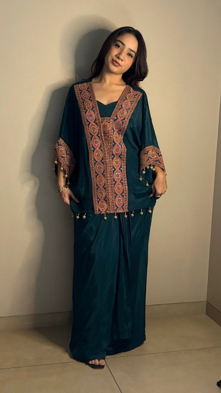 Teal Blue Kaftan 3 Piece Set