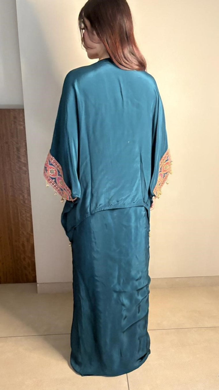 Teal Blue Kaftan 3 Piece Set