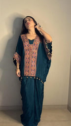 Teal Blue Kaftan 3 Piece Set