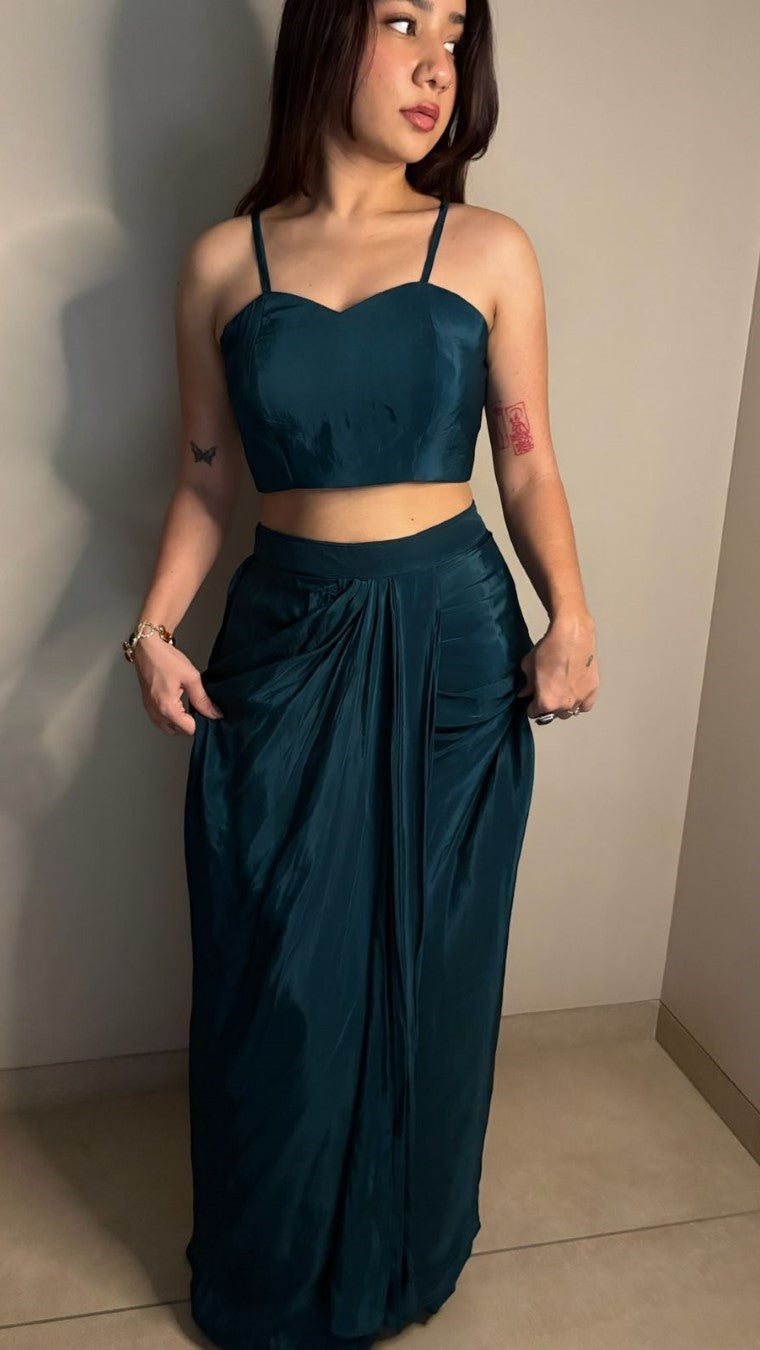 Teal Blue Kaftan 3 Piece Set