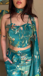 Turquoise Apple Corset Palazzo Set