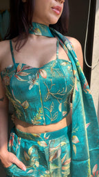 Turquoise Apple Corset Palazzo Set