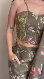 Olive Corset Palazzo Set